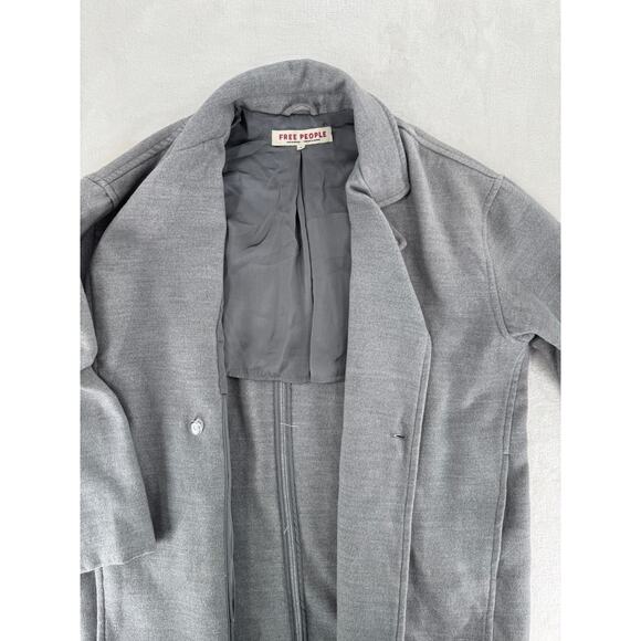 Free People Hannah Gray Coat Slouchy Double Breasted Pea Coat Blazer Medium - Picture 7 of 10